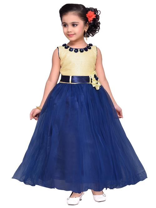 girls blue cotton blend frock - 20362610 - Very Small Image - 1