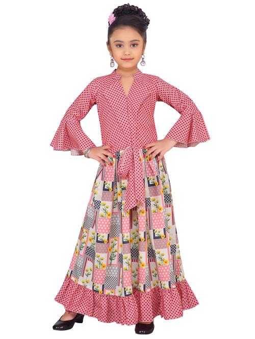 girls notch neck bell sleeve frock - 20362621 - Very Small Image - 1