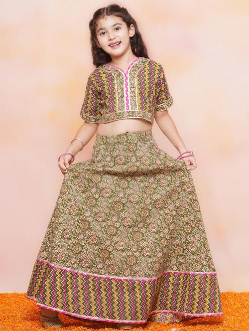 olive printed lehenga choli - 20362647 - Very Small Image - 1