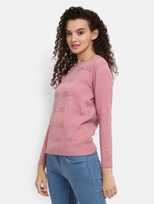 women mauve cotton wool pullover - 20362815 - Very Small Image - 1