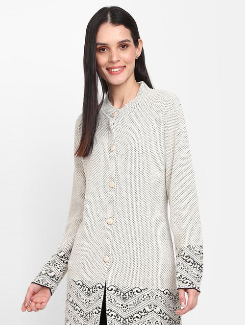 optic white jacquard cardigan - 20362831 - Very Small Image - 1