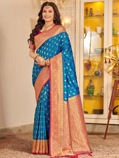 women's banarasi saree with blouse - 20363396 - Very Small Image - 1