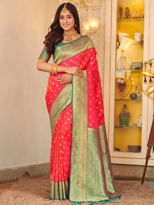 women's banarasi saree with blouse - 20363399 - Very Small Image - 1