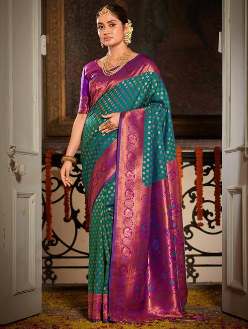 women's banarasi saree - 20363500 - Very Small Image - 1