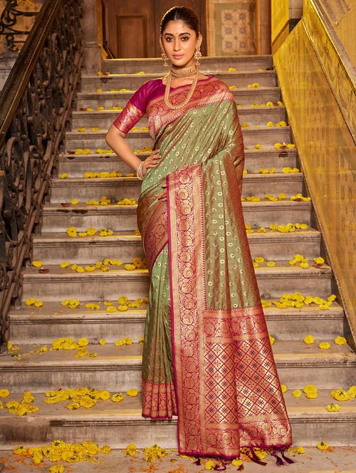 women's banarasi saree with blouse - 20363510 - Very Small Image - 1