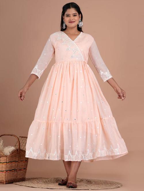peach colored angrakha kurta - 20363857 - Very Small Image - 1