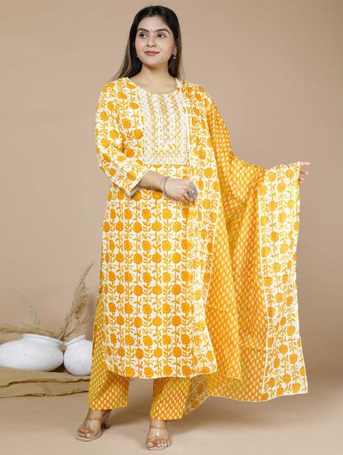 yellow colored kurta pant set - 20363873 - Very Small Image - 1