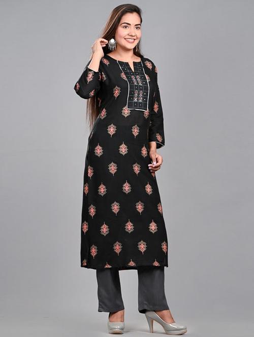 black colored kurta pant set - 20363882 - Very Small Image - 1