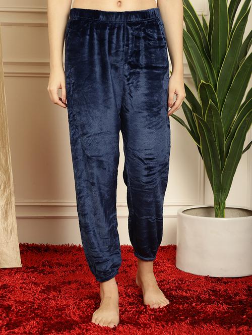 navy blue solid ankle length pajama - 20364032 - Very Small Image - 1