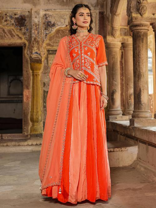 color block lehenga choli with dupatta - 20364961 - Very Small Image - 1