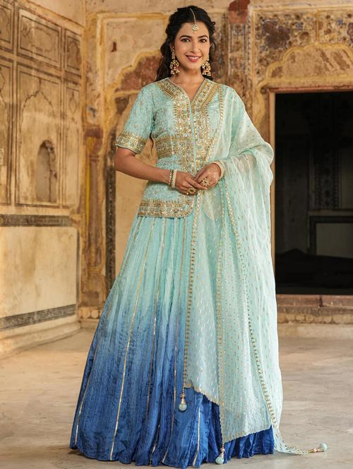 tie & dye gota patti work lehenga choli with dupatta - 20364962 - Very Small Image - 1