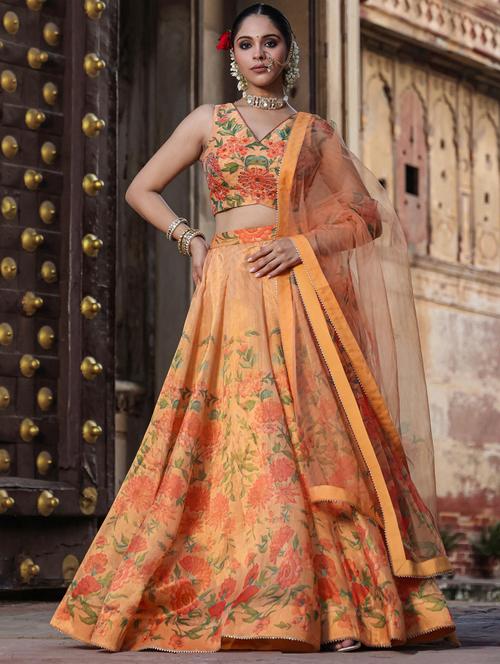 floral printed lehenga choli with dupatta - 20364987 - Very Small Image - 1