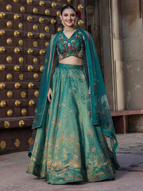 floral printed lehenga choli with dupatta - 20364988 - Very Small Image - 1