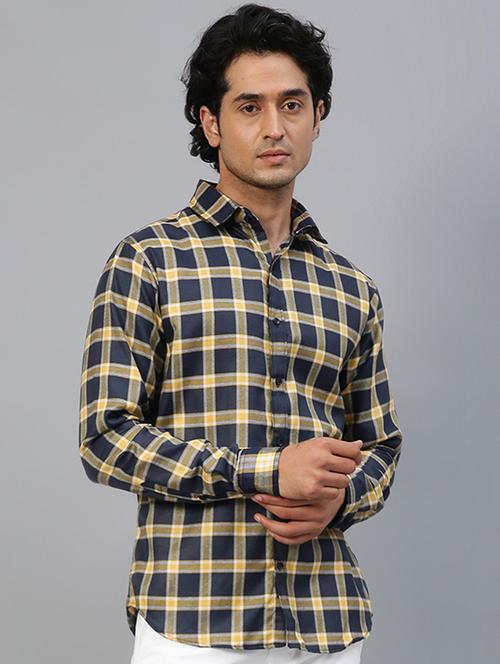 men multi colored checkered long sleeves casual shirt - 20365190 - Very Small Image - 1