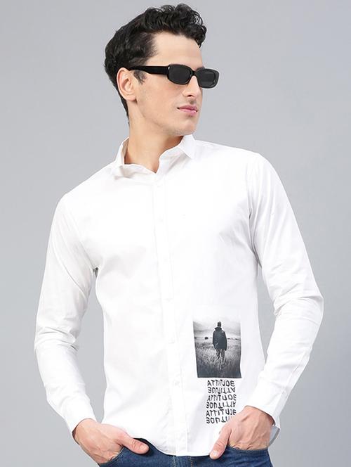 men white placement print long sleeves casual shirt - 20365199 - Very Small Image - 1