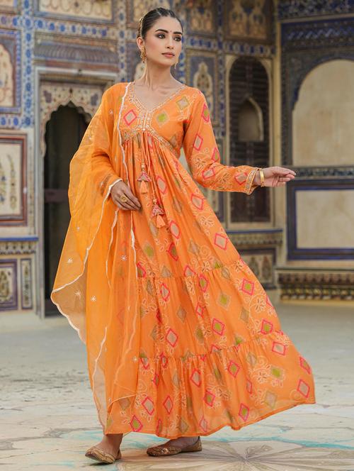 yellow printed kurta with dupatta sets - 20365357 - Very Small Image - 1