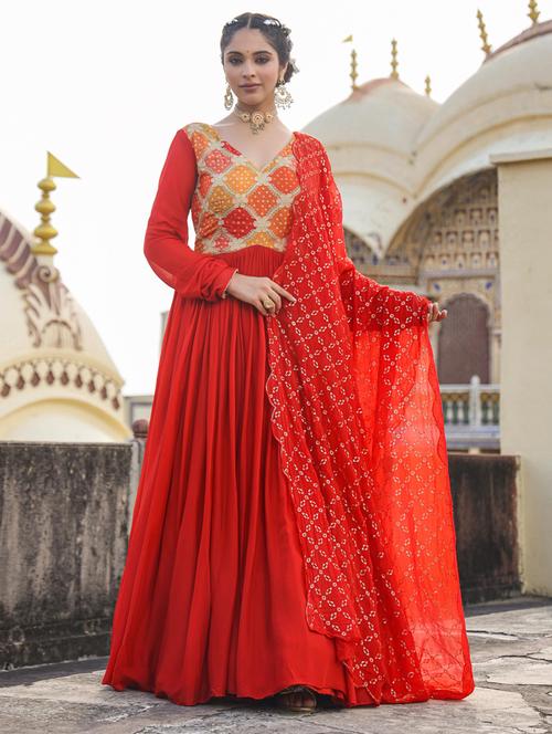 orange printed kurta with dupatta sets - 20365383 - Very Small Image - 1
