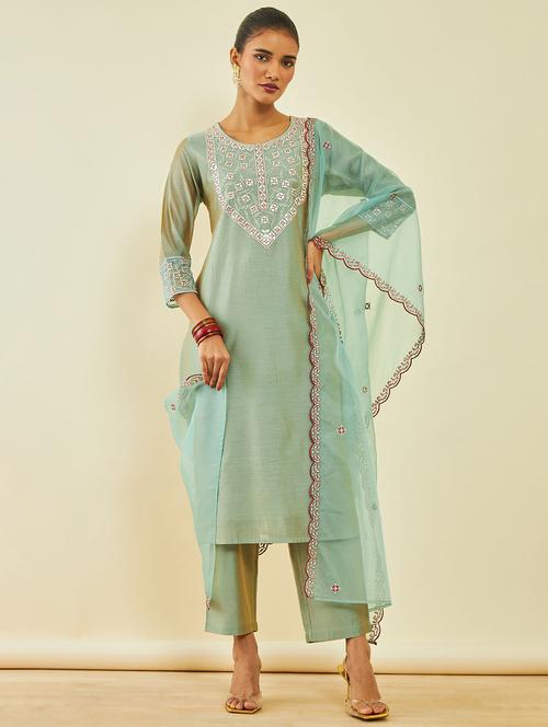neo mint three quarter sleeve suit set - 20365836 - Very Small Image - 1