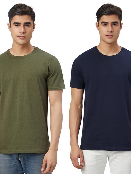 pack of 2 round neck solid t-shirts - 20366386 - Very Small Image - 1