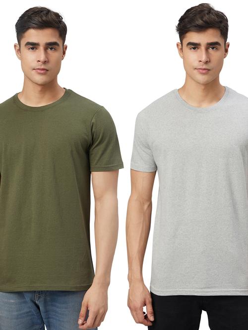 pack of 2 round neck solid t-shirts - 20366387 - Very Small Image - 1