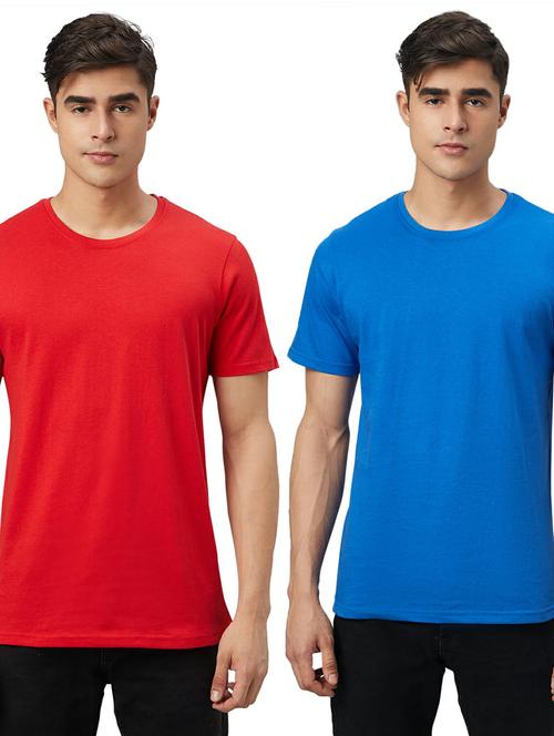 pack of 2 round neck solid t-shirts - 20366442 - Very Small Image - 1