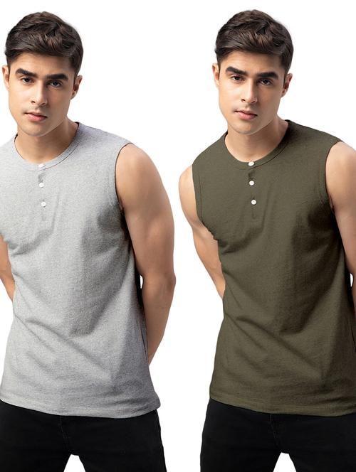 pack of 2 solid sleeveless t-shirts - 20366838 - Very Small Image - 1