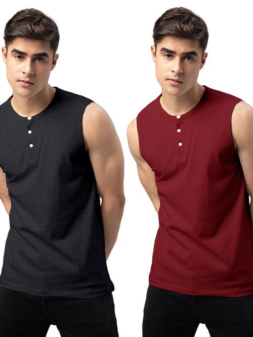 pack of 2 solid sleeveless t-shirts - 20366842 - Very Small Image - 1