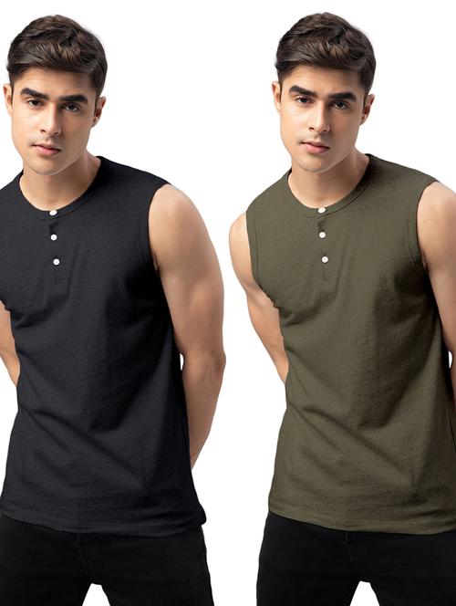 pack of 2 solid sleeveless t-shirts - 20366845 - Very Small Image - 1