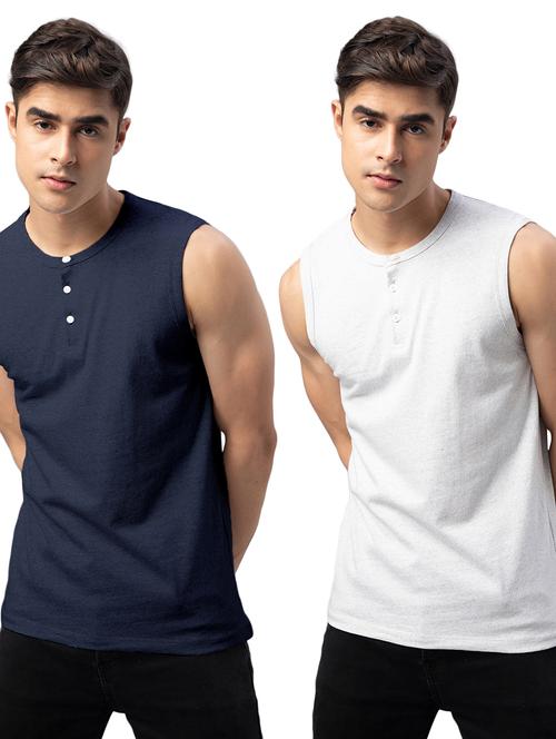 pack of 2 solid sleeveless t-shirts - 20366863 - Very Small Image - 1