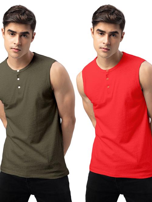 pack of 2 solid sleeveless t-shirts - 20366864 - Very Small Image - 1