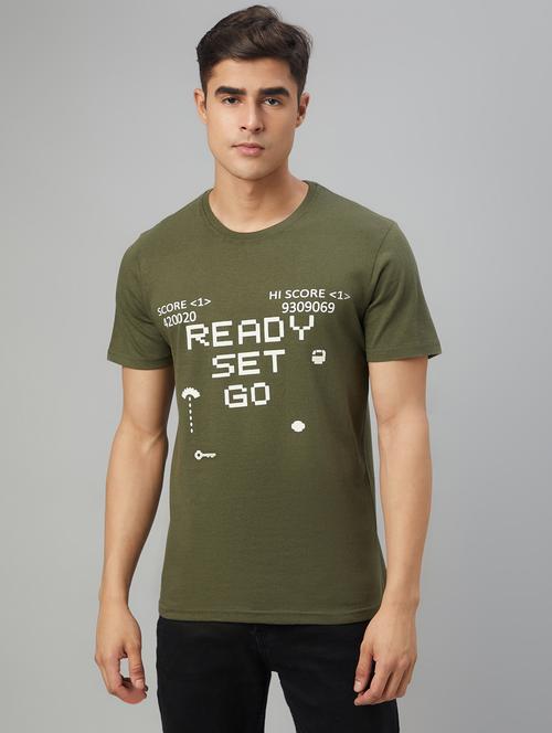 olive printed short sleeve t-shirt - 20367083 - Very Small Image - 1