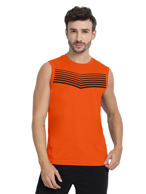orange polyester chest print tshirt - 20367155 - Very Small Image - 1