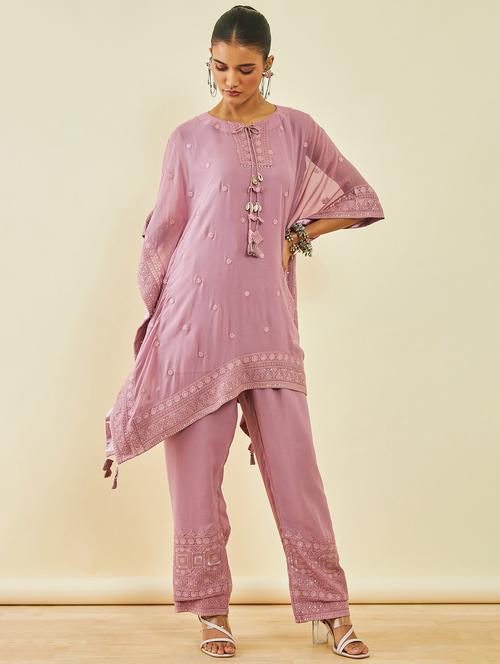 lavender embroidered kaftan set - 20367215 - Very Small Image - 1