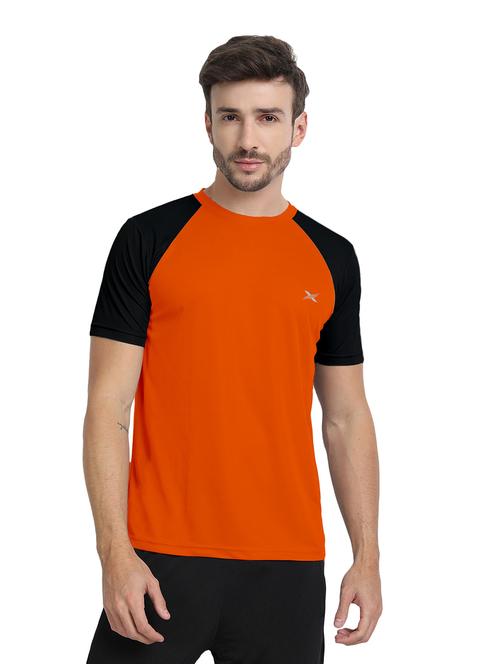 orange color block short sleeve t-shirt - 20367254 - Very Small Image - 1