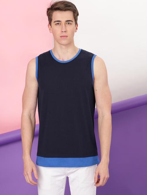 navy blue cotton vest - 20367289 - Very Small Image - 1