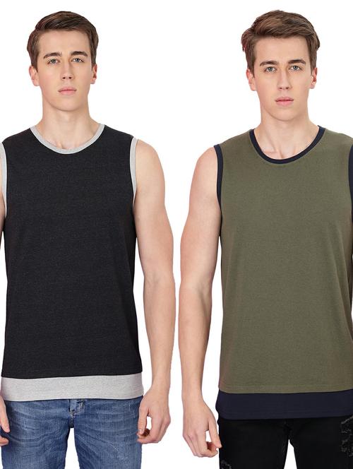 pack of 2 round neck vest - 20367306 - Very Small Image - 1