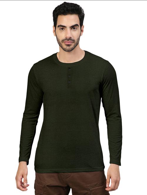 green solid round neck t-shirt - 20367767 - Very Small Image - 1