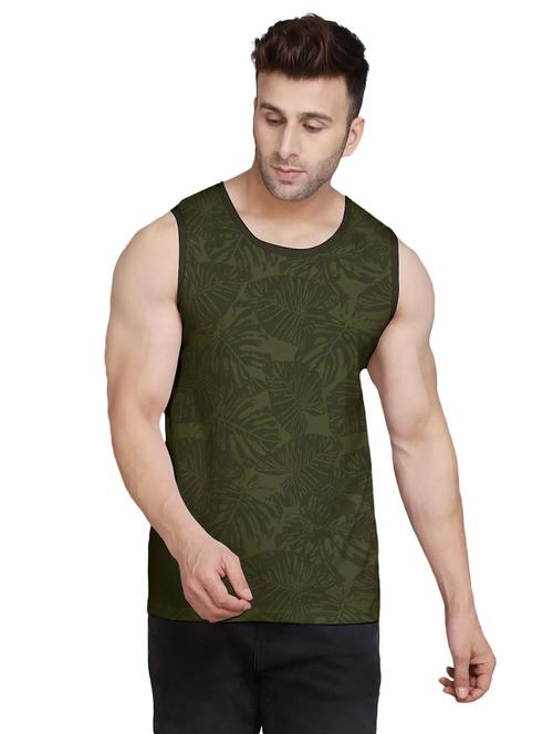 olive sleeveles all over print t-shirt - 20367788 - Very Small Image - 1