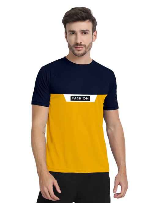 yellow color block short sleeve t-shirt - 20367875 - Very Small Image - 1