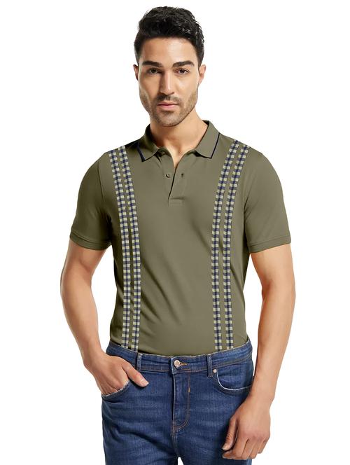 olive striped polo t-shirt - 20367902 - Very Small Image - 1