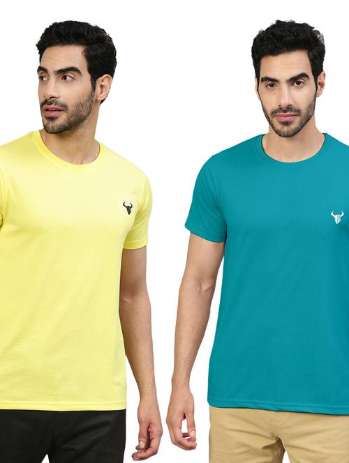 pack of 2 round neck solid t-shirts - 20368476 - Very Small Image - 1
