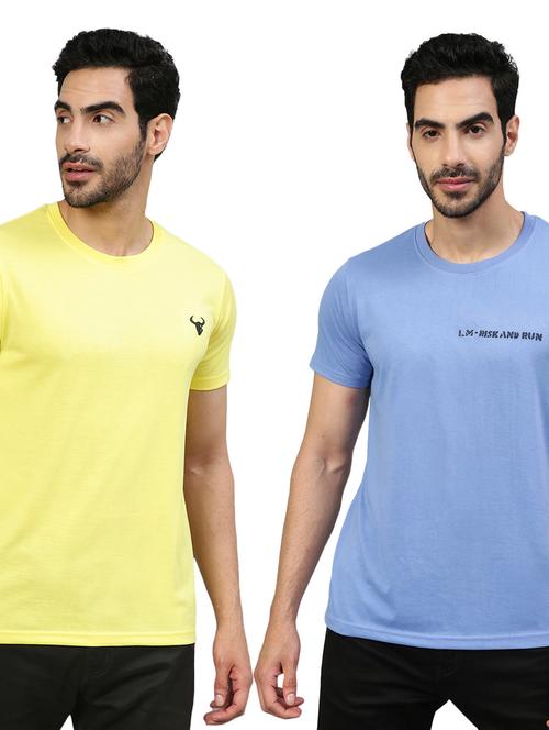 pack of 2 round neck solid t-shirts - 20368478 - Very Small Image - 1