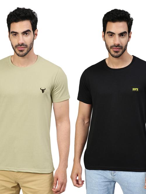 pack of 2 round neck solid t-shirts - 20368493 - Very Small Image - 1