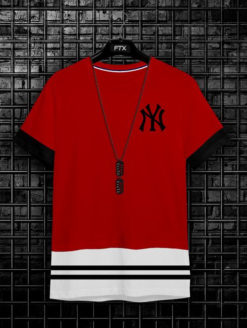 red color block short sleeve t-shirt - 20368625 - Very Small Image - 1