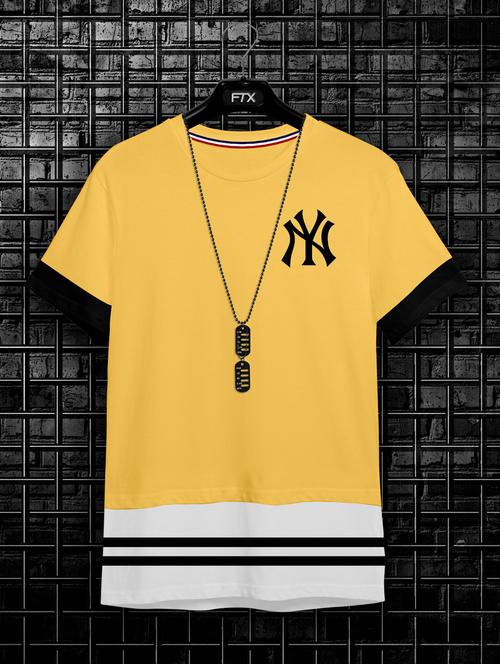 yellow color block short sleeve t-shirt - 20368628 - Very Small Image - 1