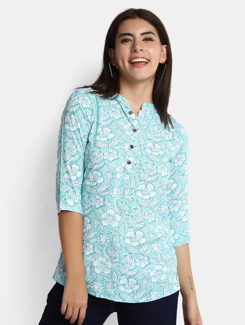 light blue floral regular tunic - 20368776 - Very Small Image - 1