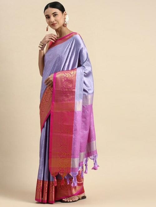 lavender self design kanjivaram saree - 20369068 - Very Small Image - 1