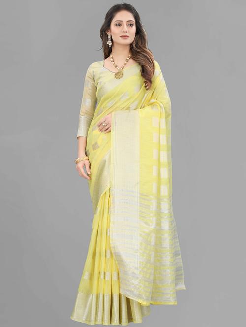 yellow self design kanjivaram saree - 20369106 - Very Small Image - 1