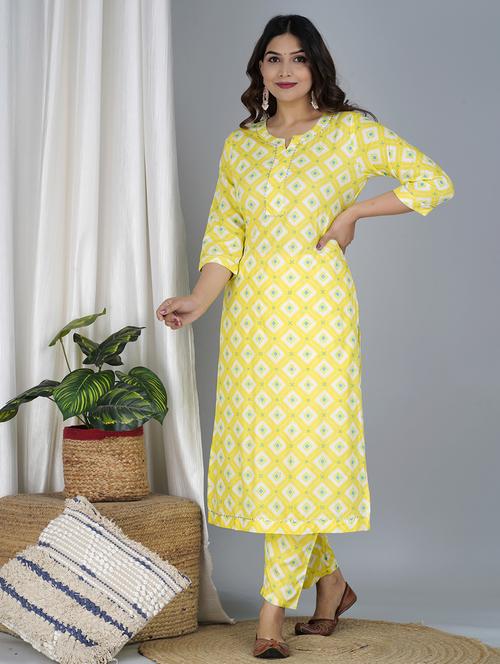 yellow colored kurta pant set - 20369291 - Very Small Image - 1
