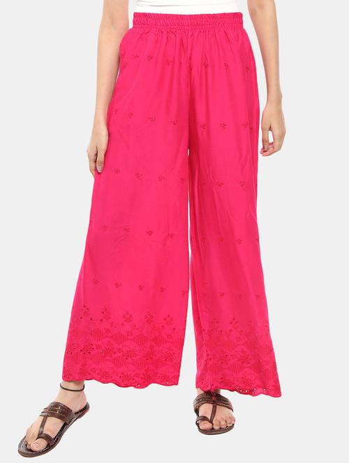 fuchsia rayon straight palazzo - 20369543 - Very Small Image - 1